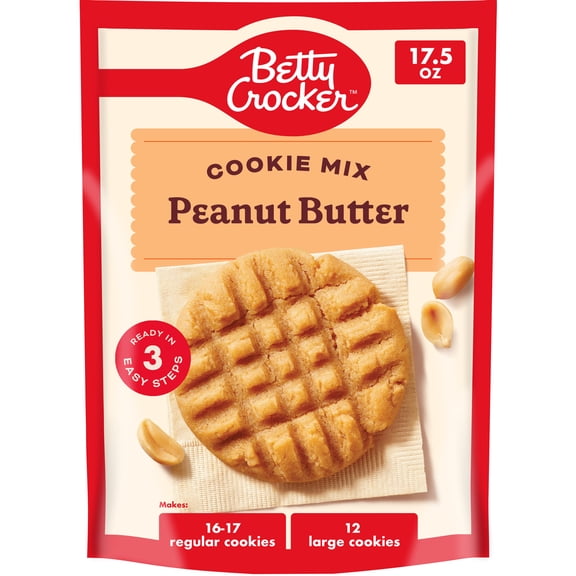 Betty Crocker Peanut Butter Cookies, Cookie Baking Mix, 17.5 oz