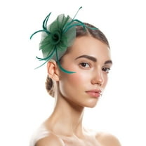 LEKODE Tea Hats for Women 2025 Fascinator Hat Feather Headpiece Women Hats Fashion Fascinators for Women Tea Hats for Women Hats for Tea Party Green One Size