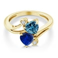 thumbnail image 2 of Gem Stone King 10K Yellow Gold Fashion Right-Hand Ring Heart Shape Persian Blue Moissanite and Created Sapphire Blue (1.63 Cttw, Size 5), 2 of 3