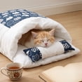 thumbnail image 4 of Pet Bed, Kitty and Canine Semi Enclosed Sleeping Bag for Small Medium Breeds, Washable Warm Winter Cozy Cave Deep Sleep House for Dogs and Cats (Blue, M), 4 of 6