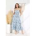 thumbnail image 4 of Vestido GRACE KARIN para verano, estilo bohemio y playa, maxi azul con estampado floral, 4 of 8