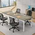thumbnail image 5 of Tribesigns 78.74-Inch Large Conference Room Table, Modern Office Meeting Seminar Table Desk with Metal Legs and Adjustable Foot Pads, Seats 6-8 People, Oak Finish, 5 of 5
