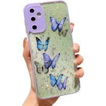 case for Samsung A54 5G Case Funda Samsung A54 5G Samsung Galaxy A54 5G Case Cute for Women Glitter Butterfly Soft Clear Sparkle Shockproof Lens Protection Galaxy A54 5G Phone Case Girls 6.4" (Purple)