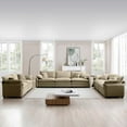 thumbnail image 2 of Modern 3-Piece Set Sofa, Combination Corduroy 7-Seat Sofa, 115.34" 3-Seat Sofa and Two 81" 2-Seat Upholstered Sofas, Retro Deep Seat Couch with Pillows for Apartment, Office, Living Space, Tan, 2 of 9