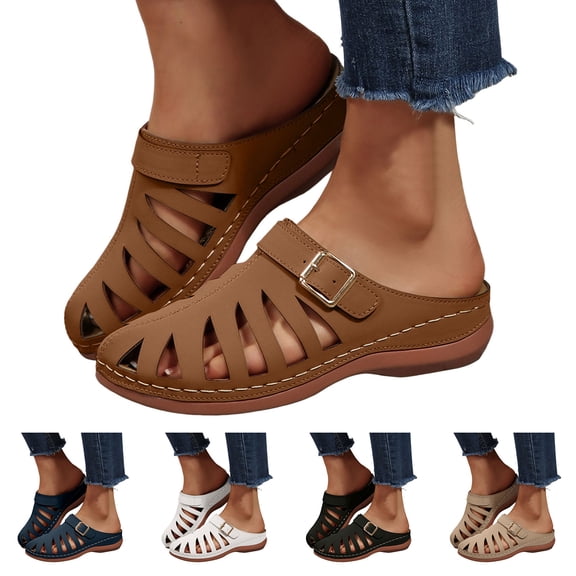 Dakaela Clogs for Women Mules Shoes Slip on Closed Toe Orthopedic Wedge Sandals Comfortable Summer Casual Walking Platform Slides Size 6-10 Black