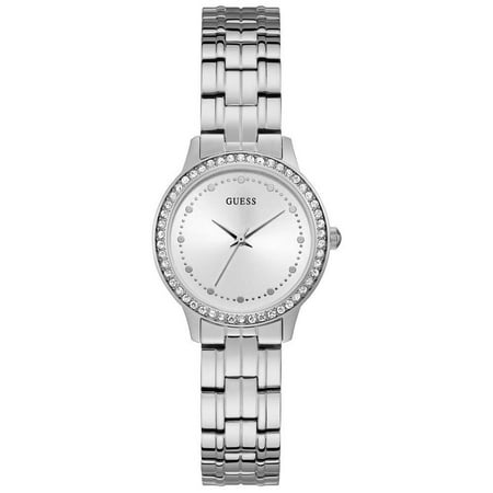 Ladies Guess Watches GUESS Women's Guess Woman Watch 30mm Steel Bracelet & Case Quartz Silver-Tone Dial Analog Watch W1209L1 ()