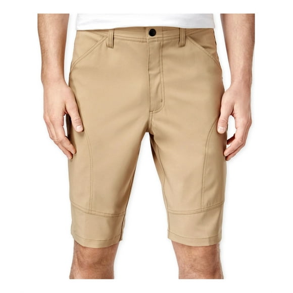 Hawke & Co. Mens Flat-Front Tech Casual Cargo Shorts, Brown, 33