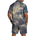 thumbnail image 6 of Men's 2 Piece Summer Outfits Texture Pattern Short Sleeve Shirt and Shorts Matching Set for Beach Cruise Resort Vacation, 6 of 6
