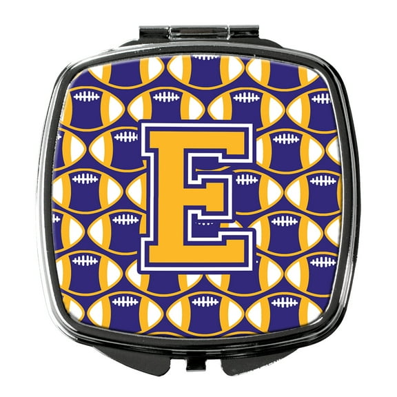 Letter E Football Purple and Gold Compact Mirror CJ1064-ESCM