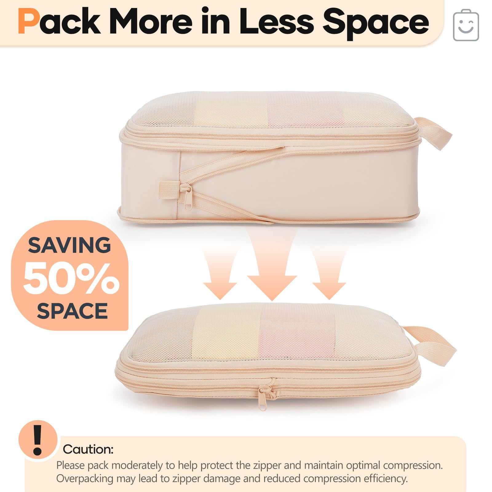 2/6/9/11 Set Packing Cubes For Travel Compressible Expandable Large Luggage Suitcase Organizer Bags Clothing Durable Space Saver Storage Bags(beige)