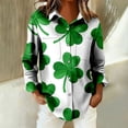 thumbnail image 4 of St Patricks Day Shirt Women Long Sleeve Button Down Loose Green Casual Summer Tops, 4 of 7