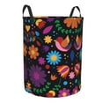 thumbnail image 2 of Balery Colorful Floral2 Round Laundry Basket with Handles Waterproof Freestanding Laundry Hamper for Clothes Toys in the Dorm and Family-Medium, 2 of 8
