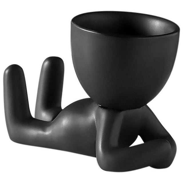 Ceramic Human Shaped Flower Pot Small Cactus Pot Creative Ceramic Plants Pot Table Decoration Sitting Mini Flower Pot for Home Decor