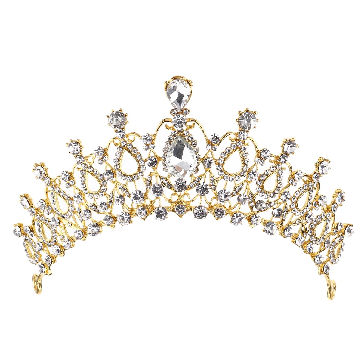 Princess Austrian Bridal Crystal Wedding Hair Tiara Crown Prom Veil Headband US 