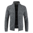 thumbnail image 2 of Cardigan sweater thickened warm sweater men's zipper sweater-dark blue-M, 2 of 5