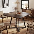thumbnail image 6 of 31.5 Inch Square Dining Table, Industrial Style Small Kitchen Table With Sturdy Black Metal Base, Space-Saving Dinner Table For 2-4 People, Brown Finish For Rustic Home Decor, 6 of 7