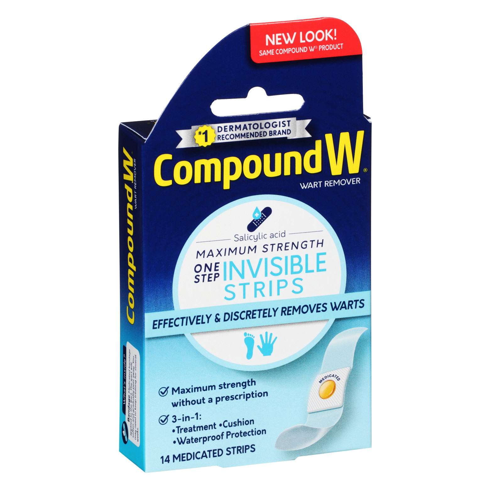 Compound W Maximum Strength One Step Invisible Wart Remover Strips, 14 ...