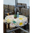 thumbnail image 2 of Fsddascl Pastoral Florals Outdoor Tablecloth - 60 Inch Round Dining Table Cover, Spring Flowers Garden Modernism Art Waterproof Outdoor Table Cloth with Umbrella Hole & Zipper for Picnic/Patio/Party, 2 of 7