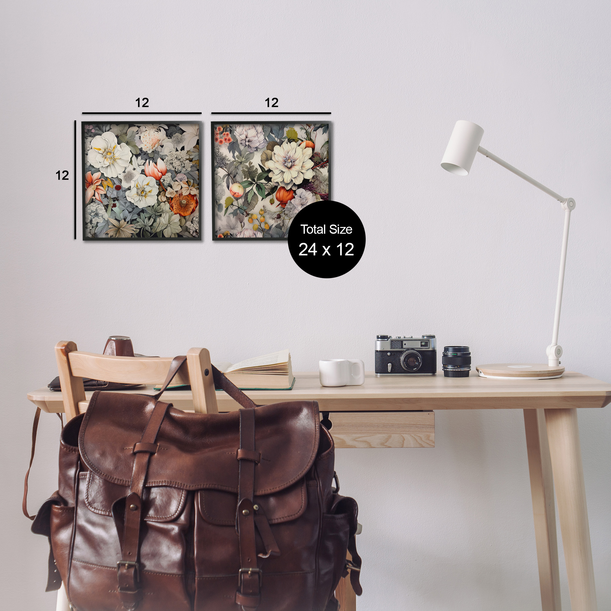 Stupell Industries Vintage Blooms Arrangement Botanical & Floral Painting Black Framed Art Print Wall Art, 12 x 12, Set of 2