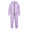 thumbnail image 7 of Unisex Kids Tracksuit Set, Zip Up Hoodie & Sweatpants 2 Piece Sweatsuit, Teen Boys Girls Athletic Fleece Sweat Suit, Casual Hooded Jogger Sportswear Outfit (Purple, 8-9 Years), 7 of 7