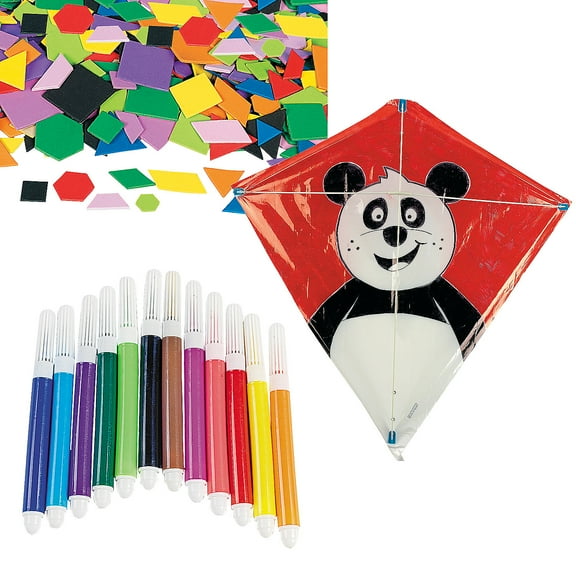 Fun Express DIY Plastic Kite Craft Kit Assortment - Makes 12