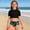 Black, variant on YANGXINX Girls 2 Piece Swimsuits Summer Hawaiian Floral Print High Waisted Cropped Tankini Top and Bottom Sporty Swimwear swim suits for girl 2026