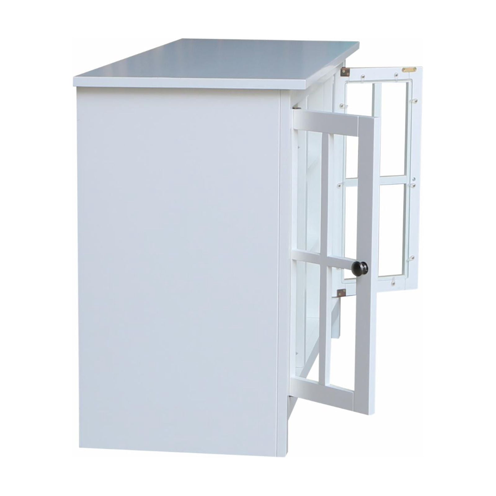 Entertainment/TV Stand with Open Shelves and 2 Doors in White - 48" Height