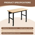 thumbnail image 4 of 48" Heavy Duty Work Bench Adjustable Height Max Load 2000 LBS with Storage Shelf for Garage Workbench, Rubberwood Tabletop with Wheels for Woodworking Shop, 4 of 6