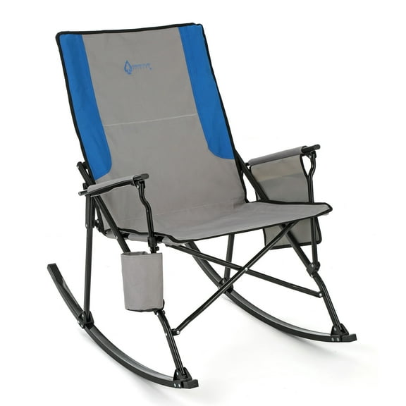 ARROWHEAD OUTDOOR Foldable Rocking Camp Chair with Large Cup Holder, Side Pocket, Space-Saving Folding, Enhanced Swinging Rocker for Camping, Fishing, Patio