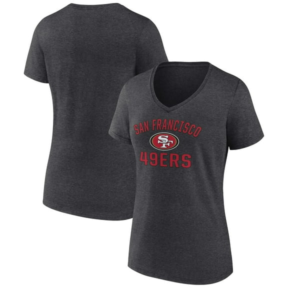 Women's Charcoal San Francisco 49ers Victory Arch Team V-Neck T-Shirt
