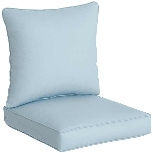 Light Blue Patio Chair Cushions - Deep Seat Outdoor Seat & Back Cushion Set - 24x24.4" & 24.8" - Perfect for Sofas, Wicker & Garden Furniture
