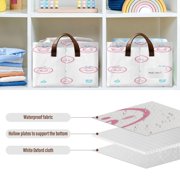 Cheerful Fruits Shelf Baskets Set of 2 Foldable Metal Frame Open Storage Bins 16.9x11.4x7.7in Large Capacity