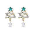 thumbnail image 1 of CAIROYAR Pendientes de mujer sencillos y de moda con forma de árbol de Navidad y circonitas de colores navideños, 1 of 7