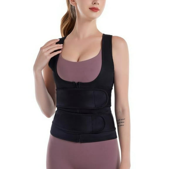 Odeerbi Corset Top for Women Shapewear Bodyshaper Tummy Control Waist Trainer Waist Adjustable Zipper Body Shaper Abdo Black
