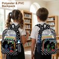 thumbnail image 4 of ZIATUBLES Clear Backpack Heavy Duty, Polka Dot Sisters Print Fabric & PVC Transparent Bag, Large Capacity See Through Backpack for School College Work Travel Security, 4 of 7