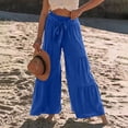thumbnail image 2 of Womens High Waisted Wide Leg Pants with Tie Detail Patchwork Design Casual Comfortable Trendy Lounge Trousers, 2 of 7