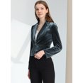 thumbnail image 2 of INSPIRE CHIC Chaqueta De Traje De Oficina De Negocios Con Solapa Y 1 Botón De Terciopelo Para Mujer gris azul XL, 2 of 5