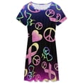thumbnail image 3 of A Colorful Sign with Peace And Ribbon Dress Fashion Beach Short Sleeve Dresses Female Party Printed Sundress, 3 of 7