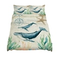 thumbnail image 6 of 4 Piece King Sheet Set Whale Coastal Sheets Set for King Size Bed, Breathable Soft Microfiber Bed Sheets Cooling Vintage Nautical Ocean Starfish Compass Fitted Sheet Deep Pocket, Pillowcases, 6 of 7