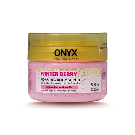 ONYX Professional Foaming Body Scrub with Scrubber, Winter Berry, 12 oz