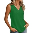 thumbnail image 4 of Ecqkame Womens V Neck Ruffle Tops Summer Sleeveless Ribbed Tank Shirts Solid Color Going Out Daily Casual Blouses Green L, 4 of 6