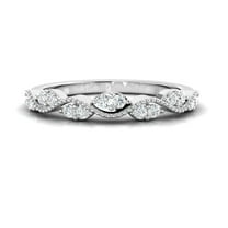 TimeLe$$ Classics Women's Diamond Wedding Band in 14K White Gold - For Anniversary Engagement, Ring Size-6.5
