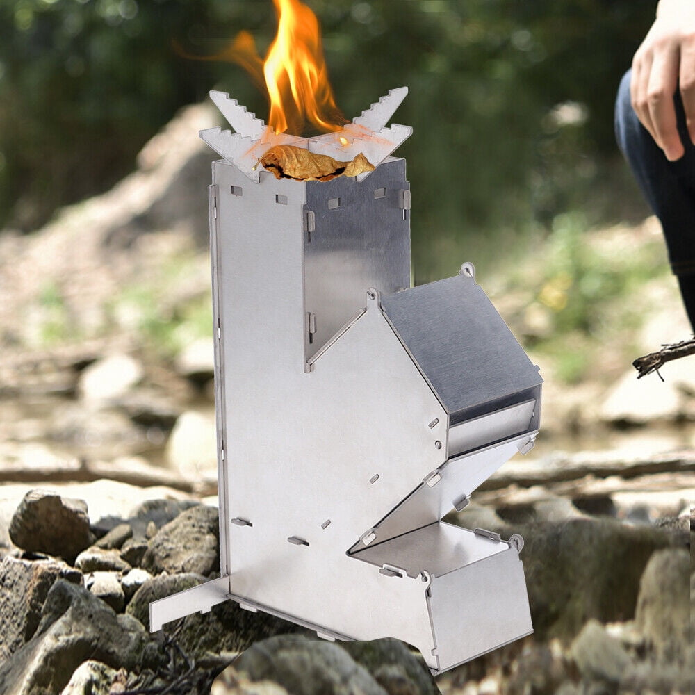 MONIPA Folding Wood Stove Cook Picnic Rocket Stove Collapsible Camping  Stainless Steel - Walmart.com