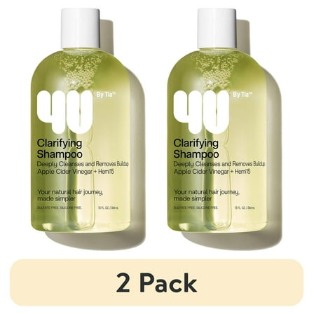 (2 pack) 4U by Tia Clarifying Shampoo with Apple Cider Vinegar and Hemi15, 13 fl oz