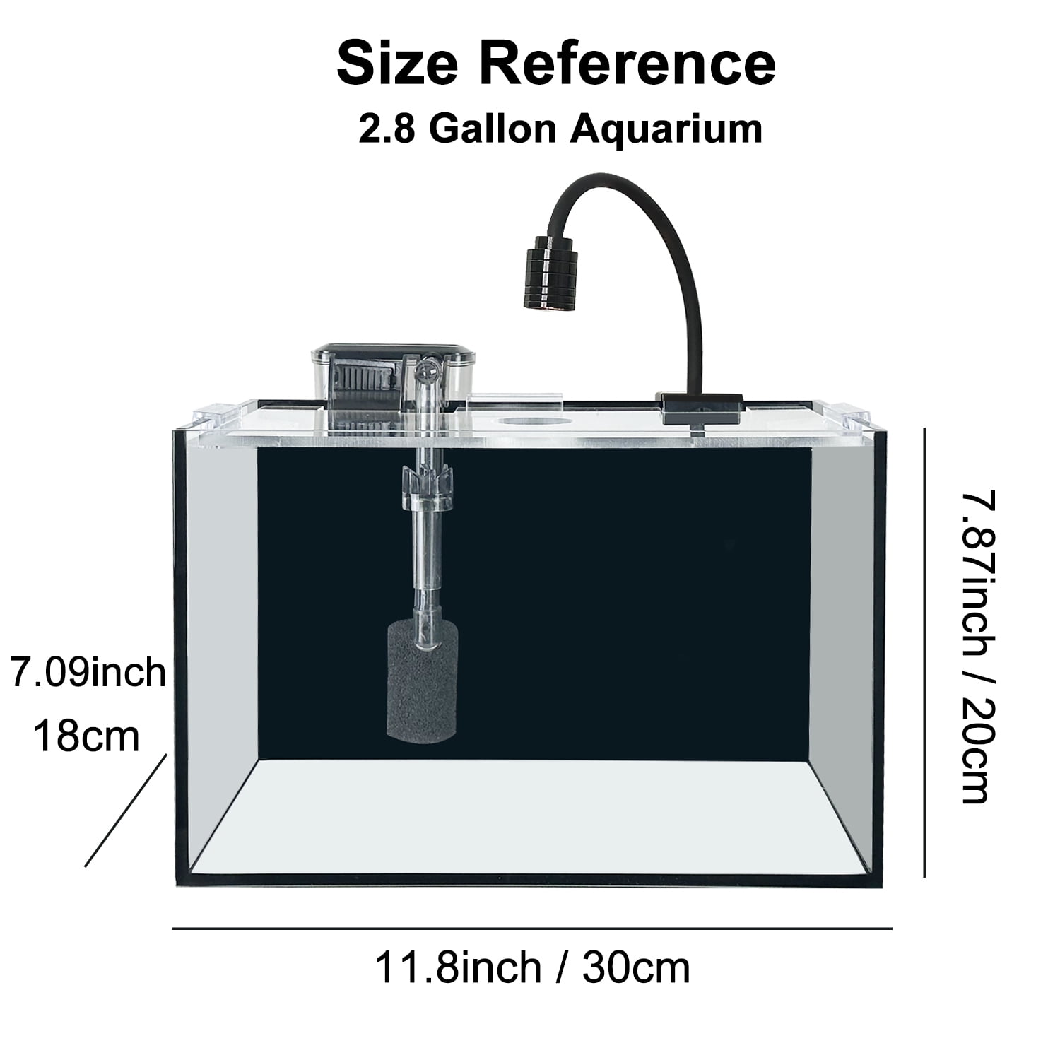 Craftsboys 2.8Gal Glass Aquarium Starter Kit with Filter, Light, Cover,  11.8*7.8*7.1 inch
