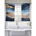 thumbnail image 5 of Modernism Sheer Curtains 54 Inches Long 2 Panels Abstract Art Blue Gold Color Block Collage Art Light Filtering Semi Sheer Window Curtains Drapes for Bedroom Living Room 52"x54", 5 of 7