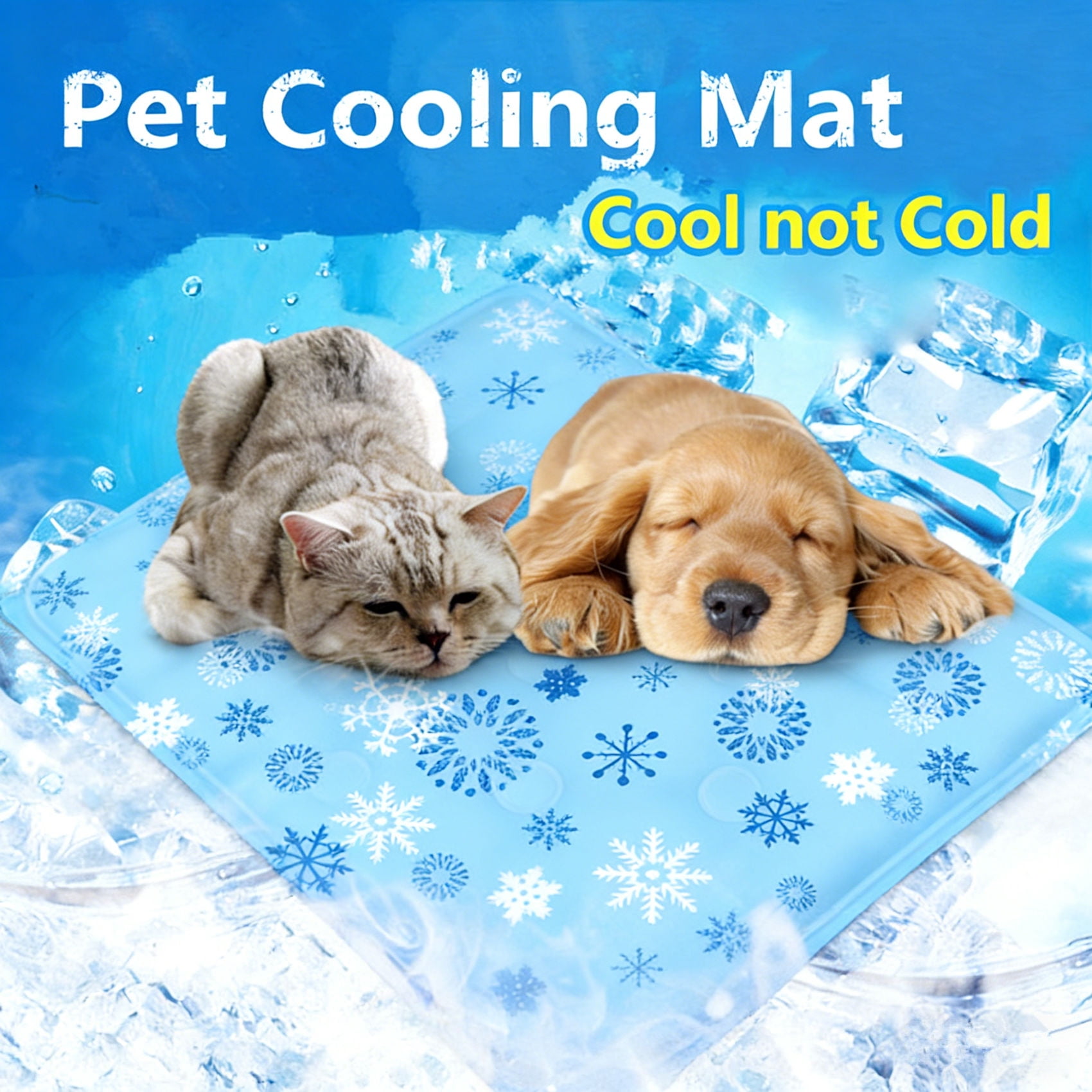 Dog Cooling Mat Pet Cooling Bed Mat for Dog Cat Snowflake Design Waterproof Summer Indoor Cooling Pad for Small Medium Large Dogs L (35×25")