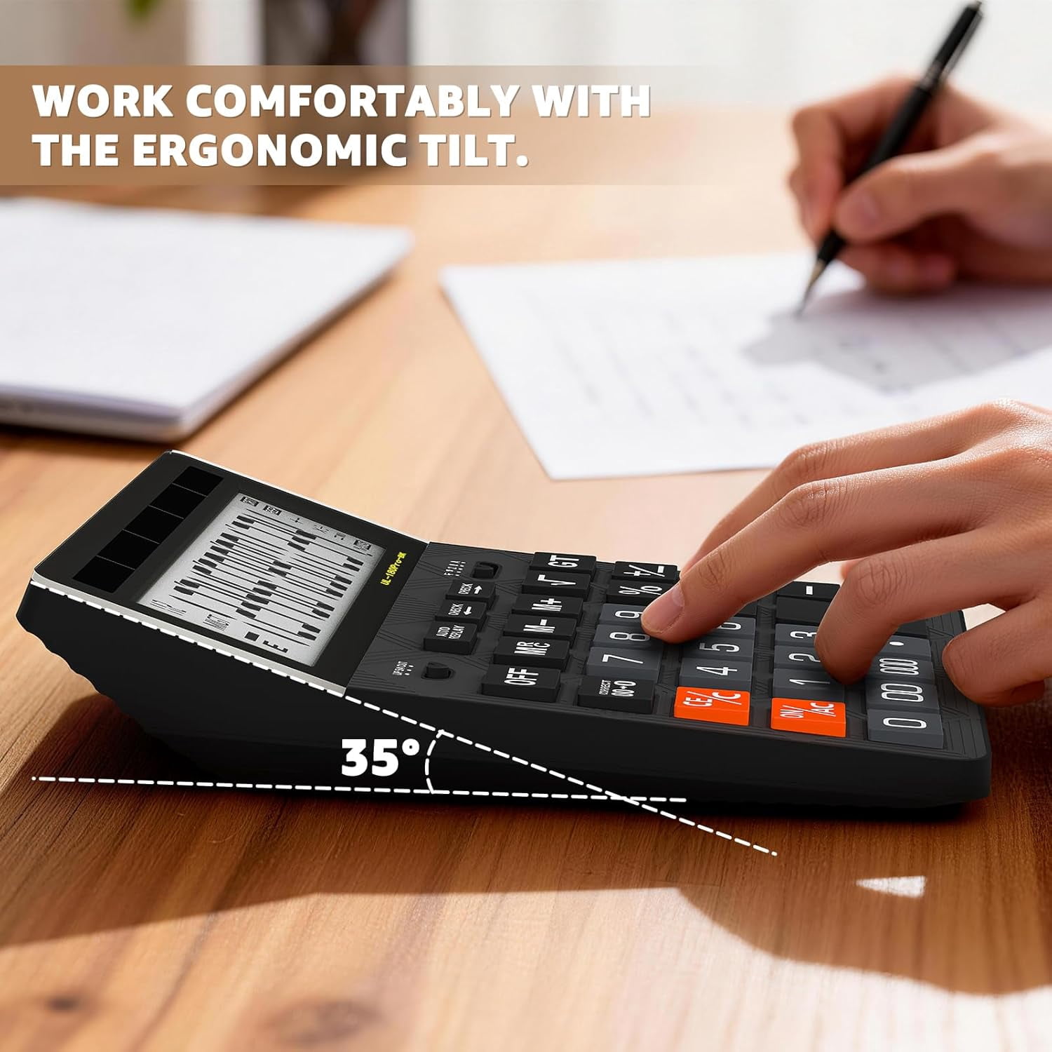 Calculators Desktop, 2026 Upgrade 14 Digit Large Size Calculator with 5-Inch LCD Display and Solar Power, Office for Desk (Black)