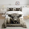 thumbnail image 1 of Erosebridal Ensemble de Literie Vache Highland Simple, Couette Faune, Décor Rustique de Ferme, Réversible 2 Pcs, 1 of 7