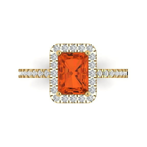Clara Pucci 14K Yellow Gold 1.86ct Red Halo Ring for Women